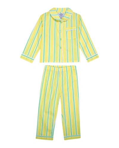 Sant And Abel Kid's Andy Cohen 2-piece Striped Pajama Set In Yellow