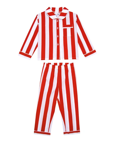 Sant And Abel Kids' Boy's Braddock Striped 2-piece Pajama Set In Red