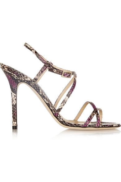 Jimmy Choo Issey Snake-effect Leather Sandals In Animal Print | ModeSens