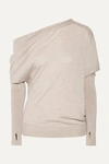 Tom Ford One-shoulder Cashmere And Silk-blend Sweater In Mushroom