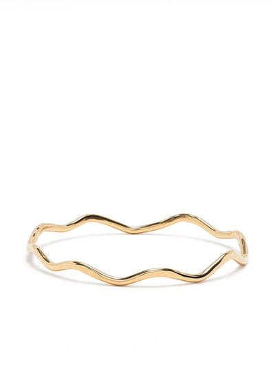 Dower & Hall Hammered Waterfall 3mm Bangle In Gold