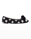 Kate Spade Harley Polka Dot Faux Fur Ballerina Flats In Black