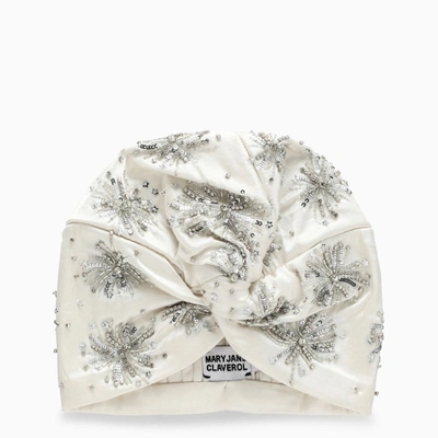 Mary Jane Claverol Ivory Fiesta Turban With Crystals In White