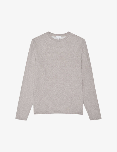 Reiss Adam Stretch-jersey Sweatshirt In Taupe Melange