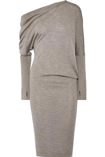 Tom Ford One-shoulder Cashmere And Silk-blend Dress In Gray