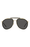 Dolce & Gabbana 57mm Aviator Sunglasses In Gold/ Black/ Dark Grey