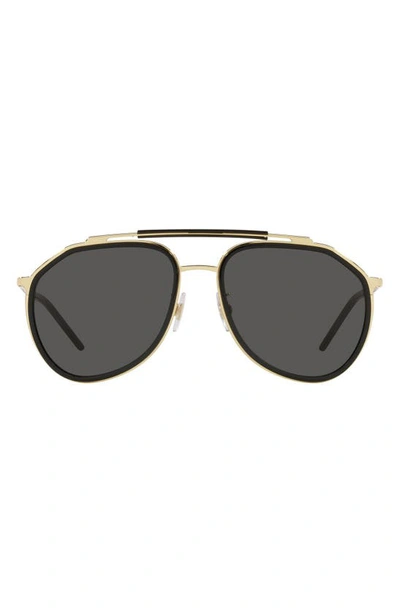 Dolce & Gabbana 57mm Aviator Sunglasses In Gold/ Black/ Dark Grey