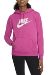 Nike Sportswear Essential Pullover Hoodie In Fireberry/ Heather/ White