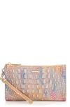 Brahmin Daisy Croc Embossed Leather Wristlet In Courage