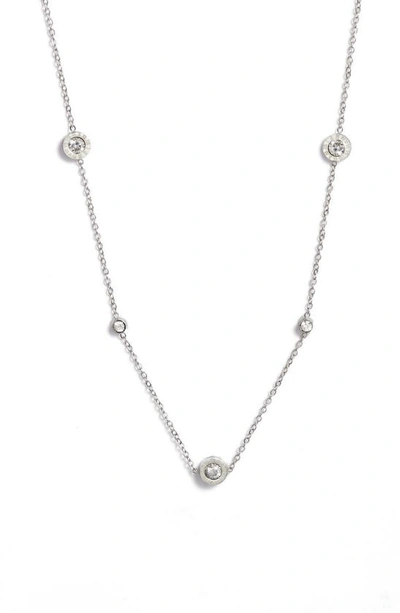 Knotty Roman Numeral Charm Necklace In Rhodium