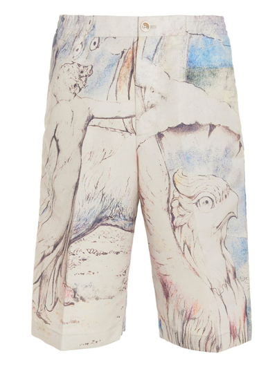 Alexander Mcqueen Polyfaille Bermuda Shorts With All-over Graphic Print In Multicolour