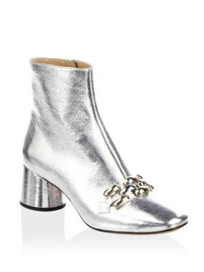 Marc By Marc Jacobs Remi Chain Link Leather Booties In Silver