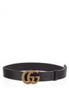 Gucci Reversible Leather Belt With Double G Buckle In Black