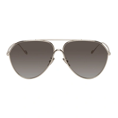 Loewe Silver & Black Pilot Sunglasses In 16b Shiny Palladium