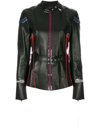 Alexander Mcqueen Whip-stitched Leather Jacket In Black