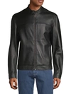 Cole Haan Bonded Leather Moto Jacket In Black