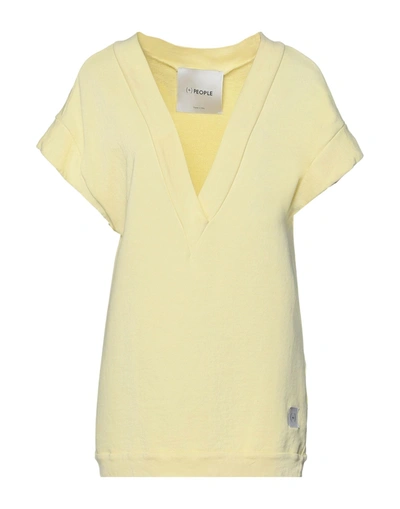 People (+)  Woman Sweatshirt Light Yellow Size S Cotton
