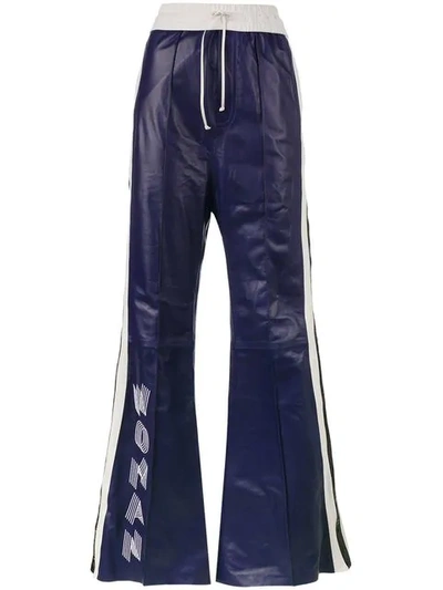 Off-white Leather Wide-leg Sweatpants In Blue