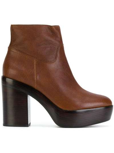 Ash Platform Heel Boots - Brown