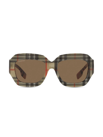 Burberry Myrtle 54mm Square Sunglasses In Vintage Check/ Brown