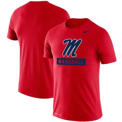 Nike Men's Red Ole Miss Rebels Baseball Logo Stack Legend Performance T-shirt