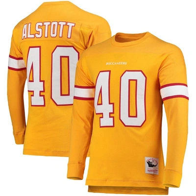 Mitchell & Ness Men's Mike Alstott Orange Tampa Bay Buccaneers 2002 Retired Player Name And Number Long Sleeve T-shi