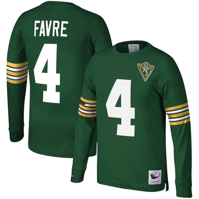 Mitchell & Ness Men's Brett Favre Green Green Bay Packers 1994 Retired Player Name And Number Long Sleeve T-shirt