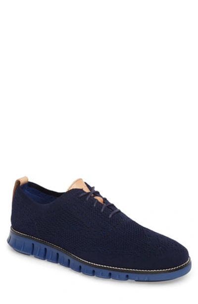 Cole Haan Zerogrand Stitch-lite Wingtip Oxford In Marine Blue