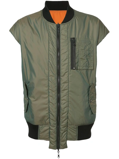 Mostly Heard Rarely Seen Reversible Padded Gilet In Green