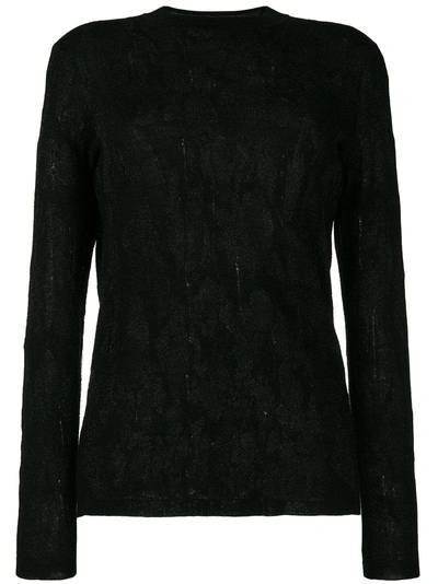 Ash Round-neck Print Sweater - Black