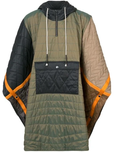 Mostly Heard Rarely Seen Quilted Padded Poncho In Green