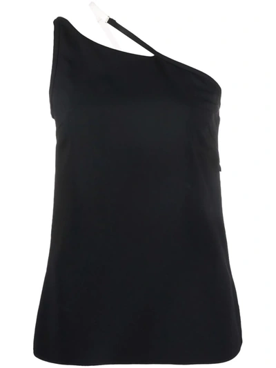 Givenchy Contrast Asymmetric Strap Top In Black
