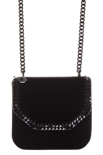 Stella Mccartney Large Falebella Box Velvet Shoulder Bag In Black