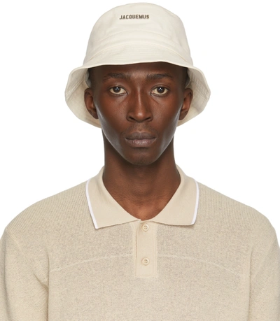 Jacquemus Le Bob Gadjo Cotton Canvas Bucket Hat In White