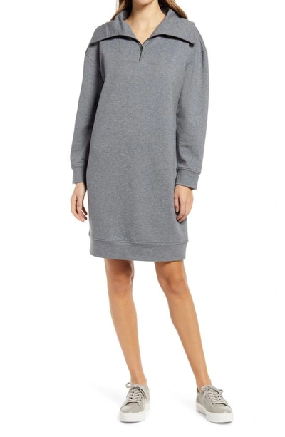 Nordstrom Zip Front Sweatshirt Dress In Grey Dark Heather