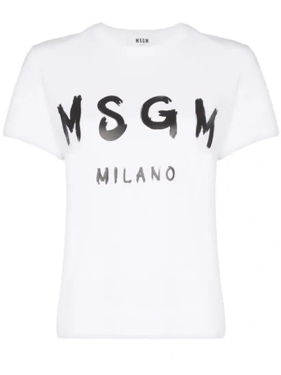 Msgm Logo Print T-shirt In White