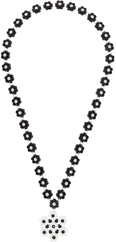 Anna Sui Ssense Exclusive Black & White Daisy Chains Edition Pendant Necklace In Black Multi
