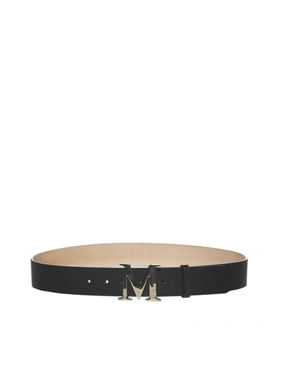Max Mara Emme Logo Plaque Belt In Black