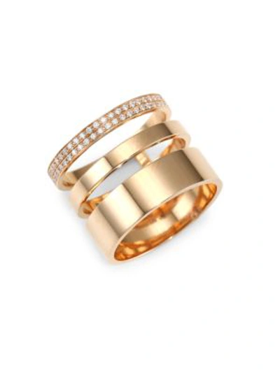 Repossi Technical Berb&#232;re Diamond Three-row Band Ring In 18k Gold In Rose Gold