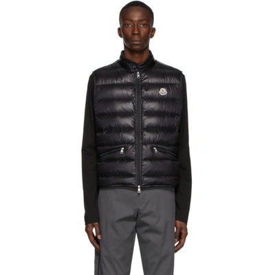 Moncler Gui Black Quilted Shell Gilet In Blue