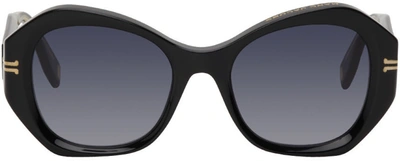 Marc Jacobs Black Round Sunglasses In 07c5 Black Cry