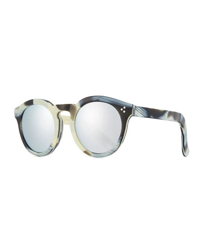Illesteva Patterned Round Mirrored Sunglasses, Multi Pattern