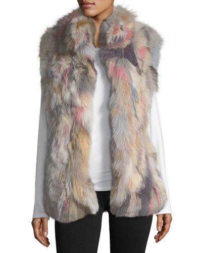 Jocelyn Stand-collar Fur Vest In Nude