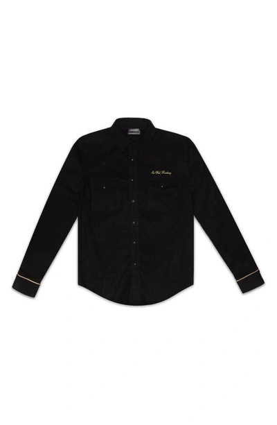 Six Week Residency Classic Western Cotton Shirt In Black/ Gold