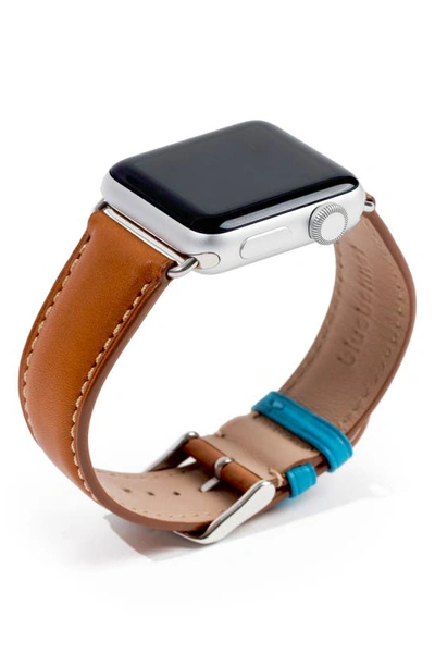 Bluebonnet French Leather Apple Watch Band, - 42,44,45mm In Tan