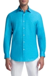 Bugatchi Stretch Cotton Button-up Shirt In Aqua