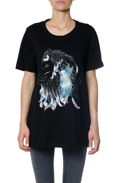 Dondup Cotton T-shirt With Feather Detail In Black