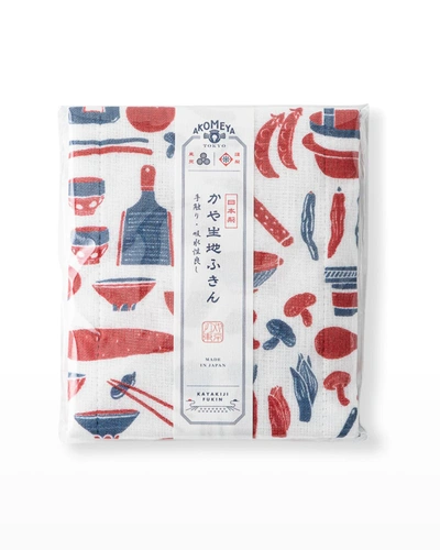 Akomeya Tokyo Japanese Tea Towel, Red