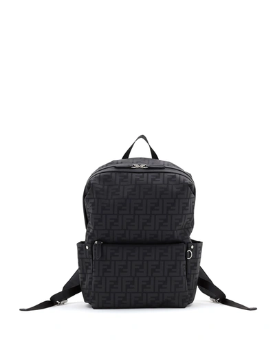 Fendi Kid's Ff Logo Leather Backpack