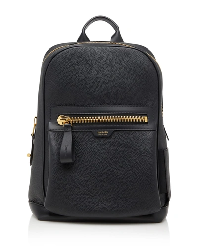 Tom Ford Men's Large Calf Leather Backpack, Black